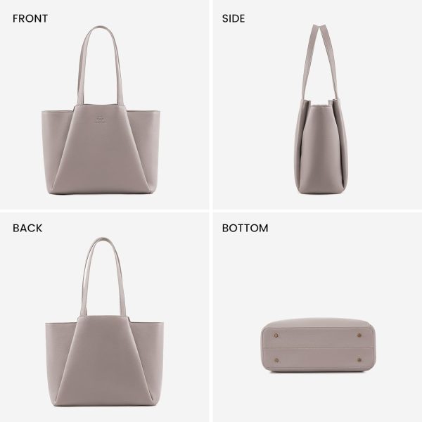 LOVEVOOK Laptop Tote Bag for Women 15.6 Inch Work Bag Leather Laptop Bag with Clutch, Large Capacity Office Purse Computer Briefcase Shoulder Bag for Casual Business Travel, Apricot&brown - Image 8
