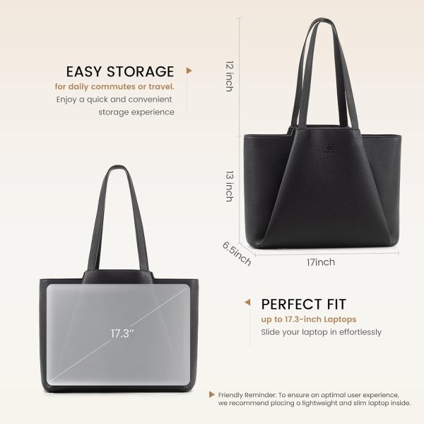 LOVEVOOK Laptop Tote Bag for Women 15.6 Inch Work Bag Leather Laptop Bag with Clutch, Large Capacity Office Purse Computer Briefcase Shoulder Bag for Casual Business Travel, Apricot&brown - Image 20