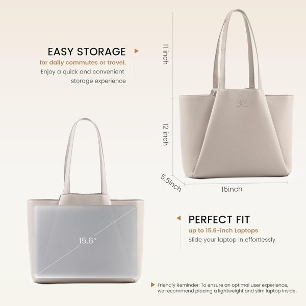 LOVEVOOK Laptop Tote Bag for Women 15.6 Inch Work Bag Leather Laptop Bag with Clutch, Large Capacity Office Purse Computer Briefcase Shoulder Bag for Casual Business Travel, Apricot&brown - Image 28