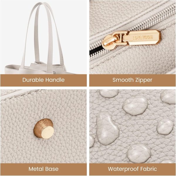LOVEVOOK Laptop Tote Bag for Women 15.6 Inch Work Bag Leather Laptop Bag with Clutch, Large Capacity Office Purse Computer Briefcase Shoulder Bag for Casual Business Travel, Apricot&brown - Image 29