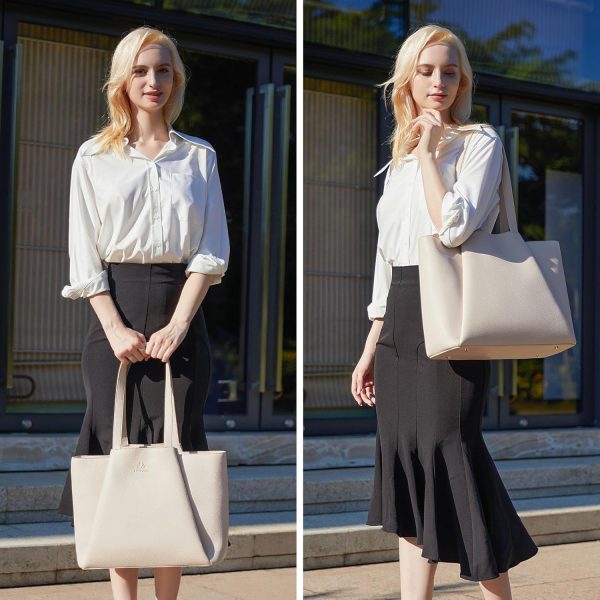 LOVEVOOK Laptop Tote Bag for Women 15.6 Inch Work Bag Leather Laptop Bag with Clutch, Large Capacity Office Purse Computer Briefcase Shoulder Bag for Casual Business Travel, Apricot&brown - Image 30