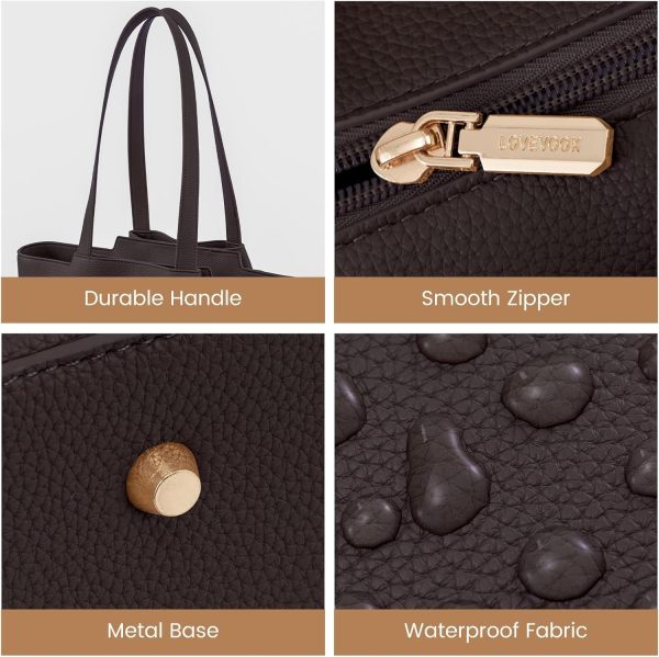 LOVEVOOK Laptop Tote Bag for Women 15.6 Inch Work Bag Leather Laptop Bag with Clutch, Large Capacity Office Purse Computer Briefcase Shoulder Bag for Casual Business Travel, Apricot&brown - Image 37
