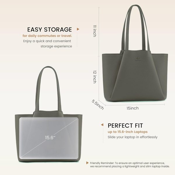 LOVEVOOK Laptop Tote Bag for Women 15.6 Inch Work Bag Leather Laptop Bag with Clutch, Large Capacity Office Purse Computer Briefcase Shoulder Bag for Casual Business Travel, Apricot&brown - Image 44