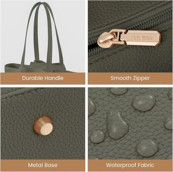 LOVEVOOK Laptop Tote Bag for Women 15.6 Inch Work Bag Leather Laptop Bag with Clutch, Large Capacity Office Purse Computer Briefcase Shoulder Bag for Casual Business Travel, Apricot&brown - Image 45