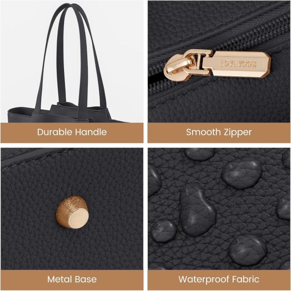 LOVEVOOK Laptop Tote Bag for Women 15.6 Inch Work Bag Leather Laptop Bag with Clutch, Large Capacity Office Purse Computer Briefcase Shoulder Bag for Casual Business Travel, Apricot&brown - Image 53