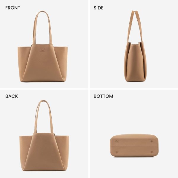 LOVEVOOK Laptop Tote Bag for Women 15.6 Inch Work Bag Leather Laptop Bag with Clutch, Large Capacity Office Purse Computer Briefcase Shoulder Bag for Casual Business Travel, Apricot&brown - Image 64