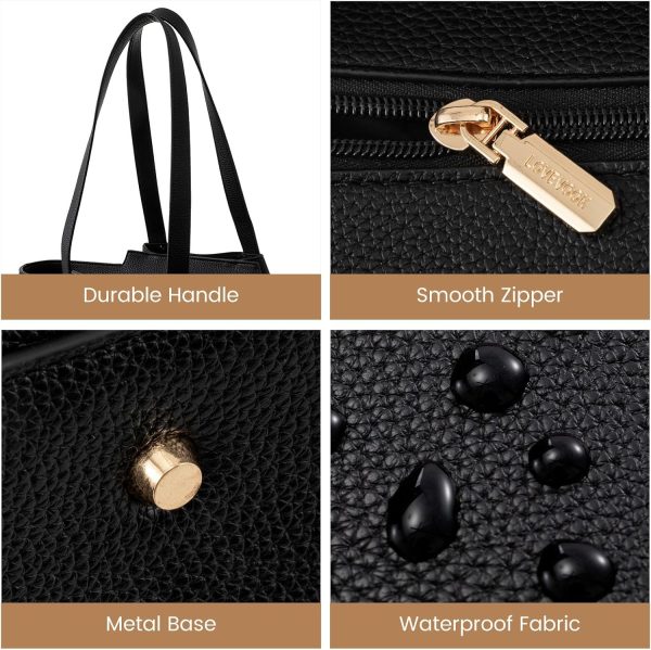 LOVEVOOK Laptop Tote Bag for Women 15.6 Inch Work Bag Leather Laptop Bag with Clutch, Large Capacity Office Purse Computer Briefcase Shoulder Bag for Casual Business Travel, Apricot&brown - Image 69
