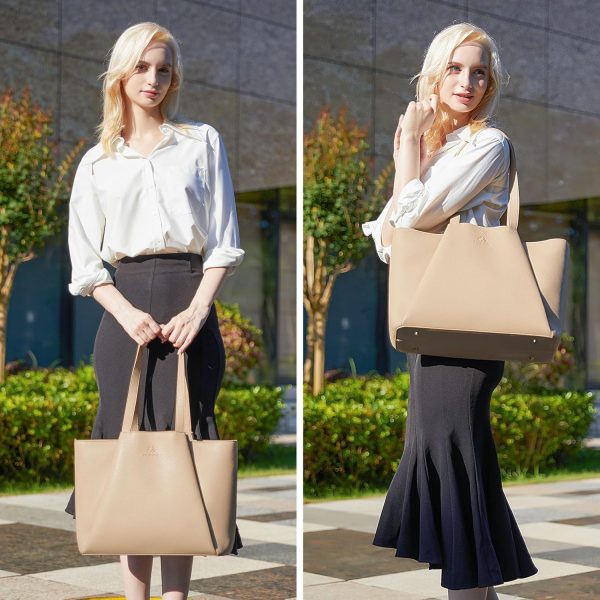 LOVEVOOK Laptop Tote Bag for Women 15.6 Inch Work Bag Leather Laptop Bag with Clutch, Large Capacity Office Purse Computer Briefcase Shoulder Bag for Casual Business Travel, Apricot&brown - Image 77