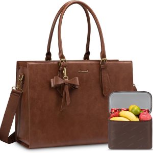 LOVEVOOK Laptop Lunch Tote Bag for Women for Work with Insulated Lunch Compartment 15.6 Inch Large Capacity Computer Handbag