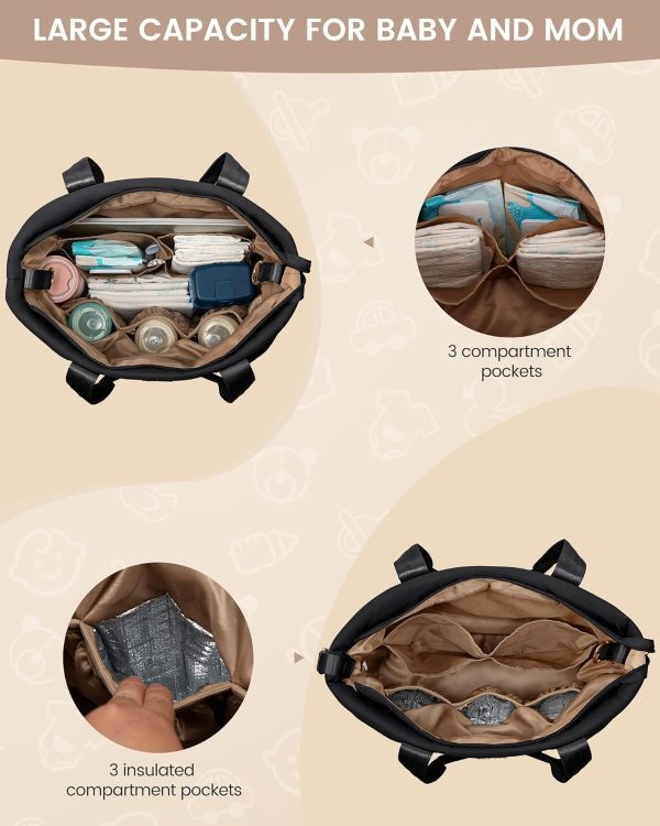 LOVEVOOK Diaper Bag Tote, 15.6inch Large Baby Diaper Bag Waterproof Travel Diaper Tote with Changing Pad - Image 3