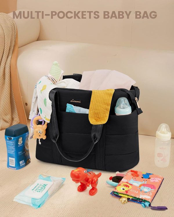 LOVEVOOK Diaper Bag Tote, 15.6inch Large Baby Diaper Bag Waterproof Travel Diaper Tote with Changing Pad - Image 4