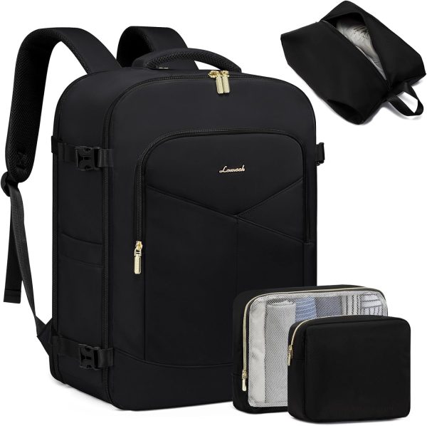 LOVEVOOK Travel Backpack for Women&Men,TSA Personal Item Travel Bag Fit 17inch Laptop,Carry on Backpack for Airplanes with 3 Packing Cubes,40L Waterproof Travel Essentials Airline Approved Luggage