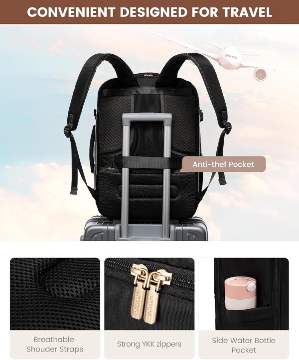 LOVEVOOK Travel Backpack for Women&Men,TSA Personal Item Travel Bag Fit 17inch Laptop,Carry on Backpack for Airplanes with 3 Packing Cubes,40L Waterproof Travel Essentials Airline Approved Luggage - Image 6