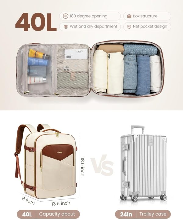 LOVEVOOK Travel Backpack for Women&Men,TSA Personal Item Travel Bag Fit 17inch Laptop,Carry on Backpack for Airplanes with 3 Packing Cubes,40L Waterproof Travel Essentials Airline Approved Luggage - Image 10