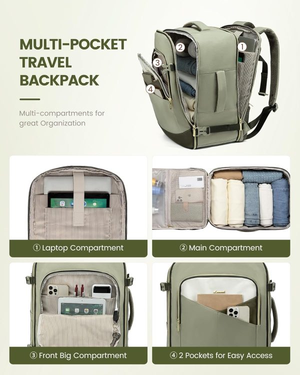LOVEVOOK Travel Backpack for Women&Men,TSA Personal Item Travel Bag Fit 17inch Laptop,Carry on Backpack for Airplanes with 3 Packing Cubes,40L Waterproof Travel Essentials Airline Approved Luggage - Image 20