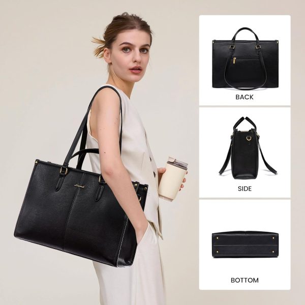 LOVEVOOK 15.6 Inch Laptop Bag for Women With Clutch - Vintage Leather Tote, Computer Purse, Briefcase Shoulder Handbag for Business Office Teacher - Image 6