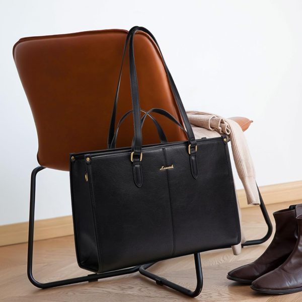 LOVEVOOK 15.6 Inch Laptop Bag for Women With Clutch - Vintage Leather Tote, Computer Purse, Briefcase Shoulder Handbag for Business Office Teacher - Image 8