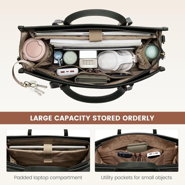 LOVEVOOK 15.6 Inch Laptop Bag for Women With Clutch - Vintage Leather Tote, Computer Purse, Briefcase Shoulder Handbag for Business Office Teacher - Image 12