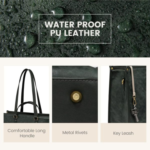 LOVEVOOK 15.6 Inch Laptop Bag for Women With Clutch - Vintage Leather Tote, Computer Purse, Briefcase Shoulder Handbag for Business Office Teacher - Image 13