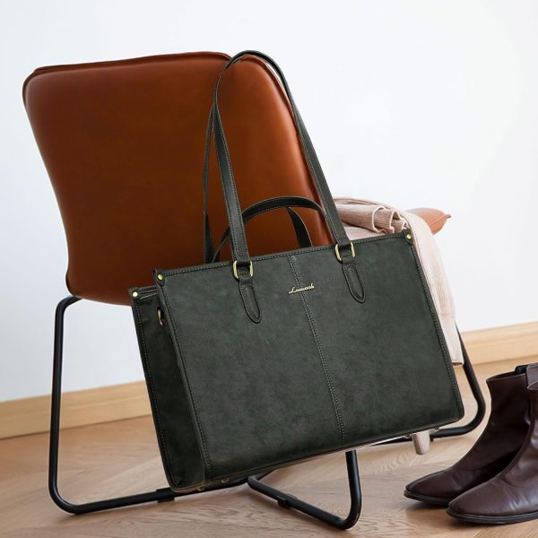 LOVEVOOK 15.6 Inch Laptop Bag for Women With Clutch - Vintage Leather Tote, Computer Purse, Briefcase Shoulder Handbag for Business Office Teacher - Image 16