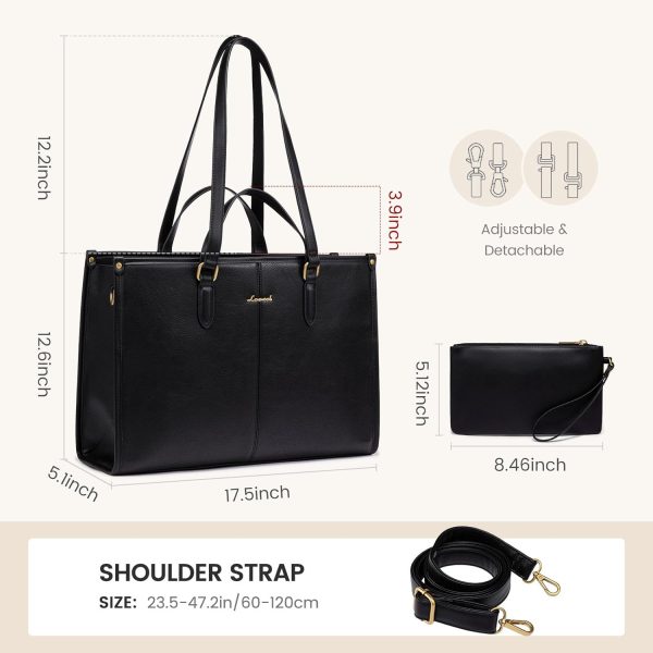 LOVEVOOK 15.6 Inch Laptop Bag for Women With Clutch - Vintage Leather Tote, Computer Purse, Briefcase Shoulder Handbag for Business Office Teacher - Image 17