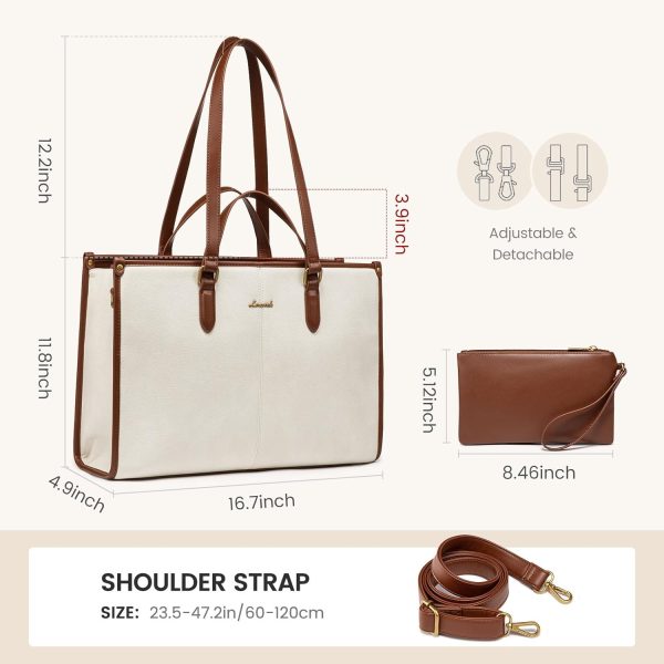 LOVEVOOK 15.6 Inch Laptop Bag for Women With Clutch - Vintage Leather Tote, Computer Purse, Briefcase Shoulder Handbag for Business Office Teacher - Image 20