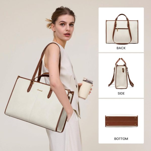 LOVEVOOK 15.6 Inch Laptop Bag for Women With Clutch - Vintage Leather Tote, Computer Purse, Briefcase Shoulder Handbag for Business Office Teacher - Image 23