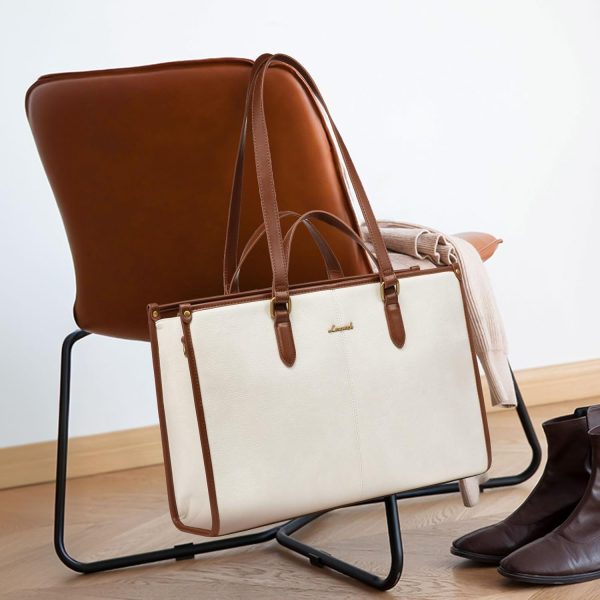LOVEVOOK 15.6 Inch Laptop Bag for Women With Clutch - Vintage Leather Tote, Computer Purse, Briefcase Shoulder Handbag for Business Office Teacher - Image 25