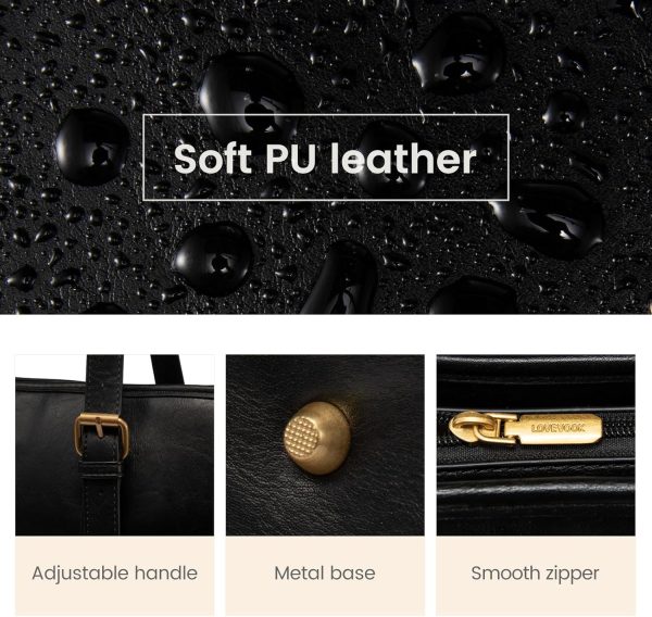 LOVEVOOK Laptop Tote Bag for Women,Vintage Leather Work Tote Bag for Women, 15.6 Inch Computer Briefcase Bag,Waterproof Teacher Business Office - Image 46
