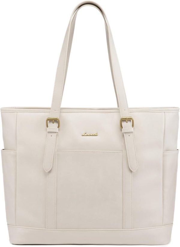 LOVEVOOK Laptop Tote Bag for Women,Vintage Leather Work Tote Bag for Women, 15.6 Inch Computer Briefcase Bag,Waterproof Teacher Business Office - Image 58
