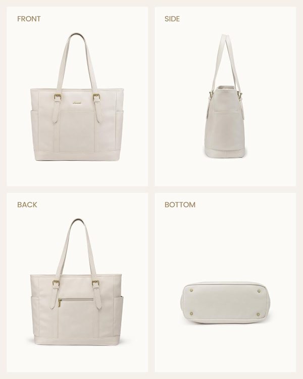 LOVEVOOK Laptop Tote Bag for Women,Vintage Leather Work Tote Bag for Women, 15.6 Inch Computer Briefcase Bag,Waterproof Teacher Business Office - Image 64