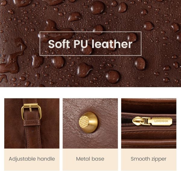 LOVEVOOK Laptop Tote Bag for Women,Vintage Leather Work Tote Bag for Women, 15.6 Inch Computer Briefcase Bag,Waterproof Teacher Business Office - Image 71