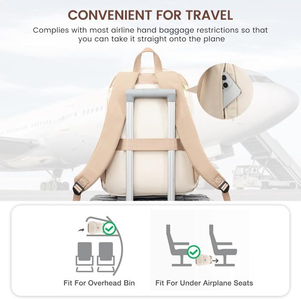 LOVEVOOK Travel Laptop Backpack for Women, Waterproof Work Backpack Fits 15.6 Inch Laptop, Large Computer Backpack for College, Beige - Image 4