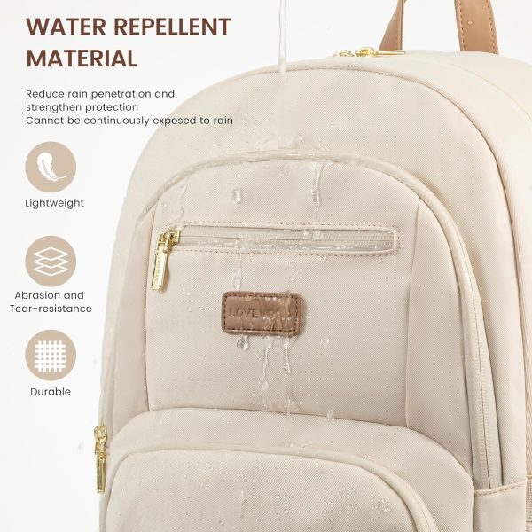LOVEVOOK Travel Laptop Backpack for Women, Waterproof Work Backpack Fits 15.6 Inch Laptop, Large Computer Backpack for College, Beige - Image 5