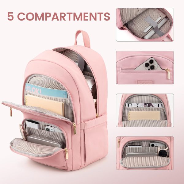 LOVEVOOK Travel Laptop Backpack for Women, Waterproof Work Backpack Fits 15.6 Inch Laptop, Large Computer Backpack for College, Beige - Image 10