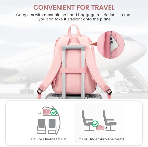 LOVEVOOK Travel Laptop Backpack for Women, Waterproof Work Backpack Fits 15.6 Inch Laptop, Large Computer Backpack for College, Beige - Image 12