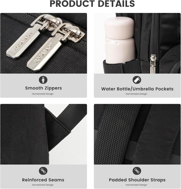 LOVEVOOK Travel Laptop Backpack for Women, Waterproof Work Backpack Fits 15.6 Inch Laptop, Large Computer Backpack for College, Beige - Image 20