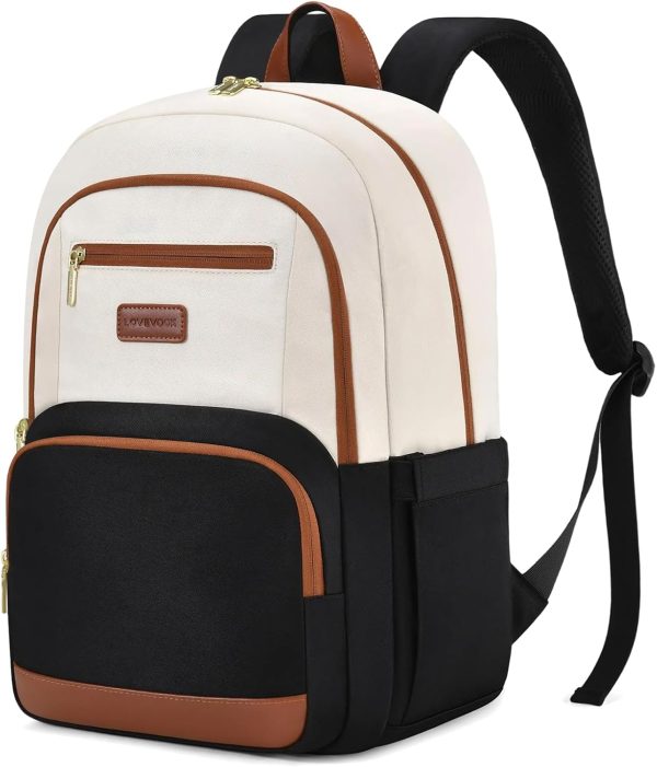 LOVEVOOK Travel Laptop Backpack for Women, Waterproof Work Backpack Fits 15.6 Inch Laptop, Large Computer Backpack for College, Beige - Image 22