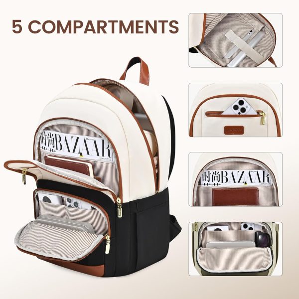 LOVEVOOK Travel Laptop Backpack for Women, Waterproof Work Backpack Fits 15.6 Inch Laptop, Large Computer Backpack for College, Beige - Image 23