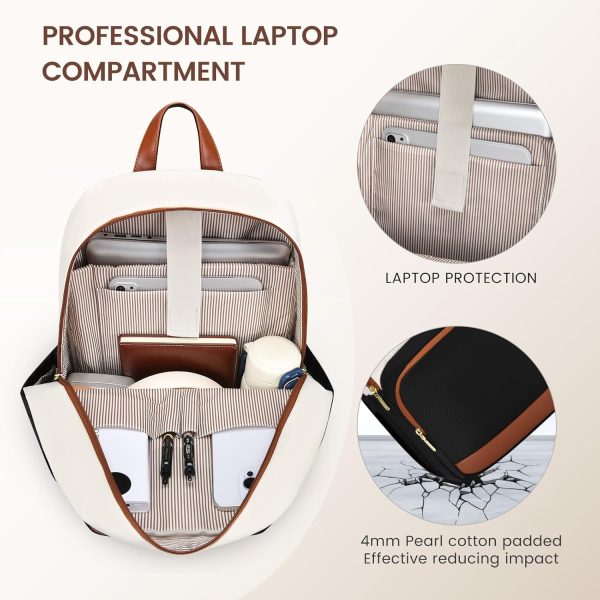 LOVEVOOK Travel Laptop Backpack for Women, Waterproof Work Backpack Fits 15.6 Inch Laptop, Large Computer Backpack for College, Beige - Image 24
