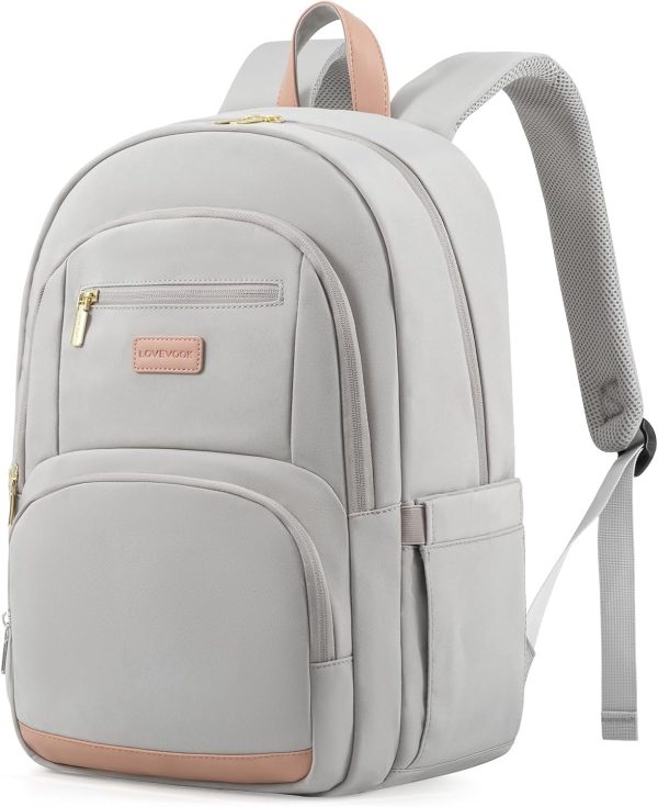 LOVEVOOK Travel Laptop Backpack for Women, Waterproof Work Backpack Fits 15.6 Inch Laptop, Large Computer Backpack for College, Beige - Image 28