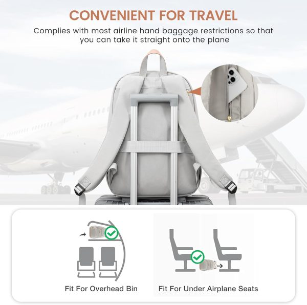 LOVEVOOK Travel Laptop Backpack for Women, Waterproof Work Backpack Fits 15.6 Inch Laptop, Large Computer Backpack for College, Beige - Image 32
