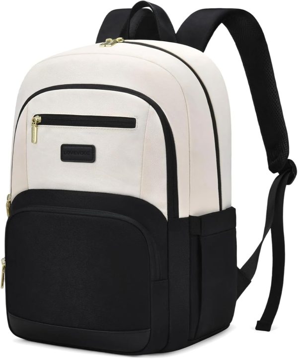 LOVEVOOK Travel Laptop Backpack for Women, Waterproof Work Backpack Fits 15.6 Inch Laptop, Large Computer Backpack for College, Beige - Image 35
