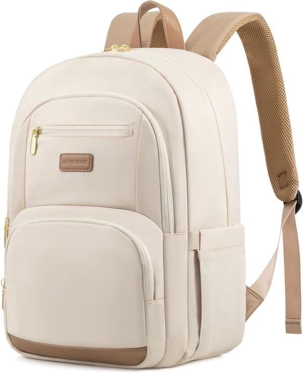 LOVEVOOK Travel Laptop Backpack for Women, Waterproof Work Backpack Fits 15.6 Inch Laptop, Large Computer Backpack for College, Beige - Image 41