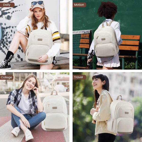 LOVEVOOK Travel Laptop Backpack for Women, Waterproof Work Backpack Fits 15.6 Inch Laptop, Large Computer Backpack for College, Beige - Image 46