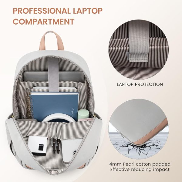 LOVEVOOK Travel Laptop Backpack for Women, Waterproof Work Backpack Fits 15.6 Inch Laptop, Large Computer Backpack for College, Beige - Image 58