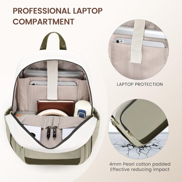 LOVEVOOK Travel Laptop Backpack for Women, Waterproof Work Backpack Fits 15.6 Inch Laptop, Large Computer Backpack for College, Beige - Image 64