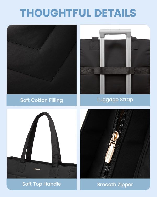 LOVEVOOK Tote Travel Bag for Women, Puffer Work Handbag with Zipper for Teacher Nurse, Quilted Laptop Shoulder Gym Bag Cute - Image 7