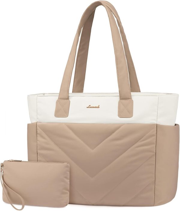LOVEVOOK Tote Travel Bag for Women, Puffer Work Handbag with Zipper for Teacher Nurse, Quilted Laptop Shoulder Gym Bag Cute - Image 9