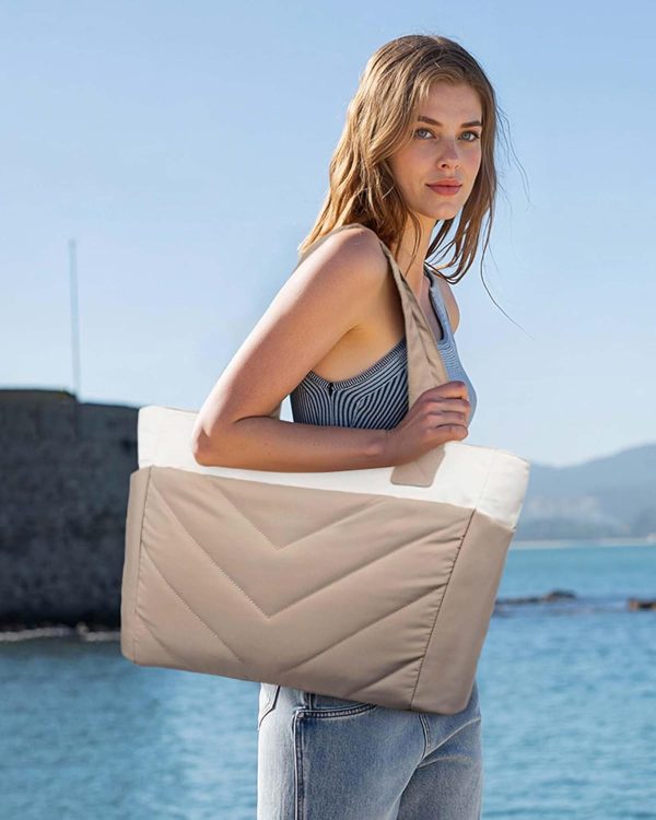 LOVEVOOK Tote Travel Bag for Women, Puffer Work Handbag with Zipper for Teacher Nurse, Quilted Laptop Shoulder Gym Bag Cute - Image 10